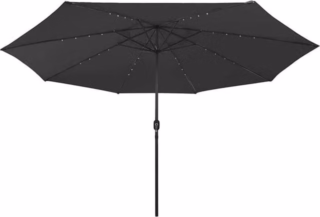 Berkfield Home Outdoor Parasol with LED Lights and Metal Pole, Black, Diameter: 400 cm
