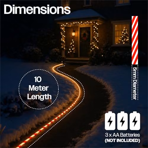 mysmartbuy 10 m Battery Operated LED Rope Light in Red and Multicolour with Controller for Christmas and Winter Displays – 3