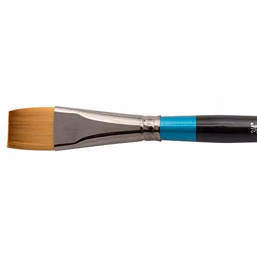 Daler-Rowney Aquafine Short Flat Watercolour Brush with Soft Synthetic Hair, 3/4in, Turquoise and Multicolour