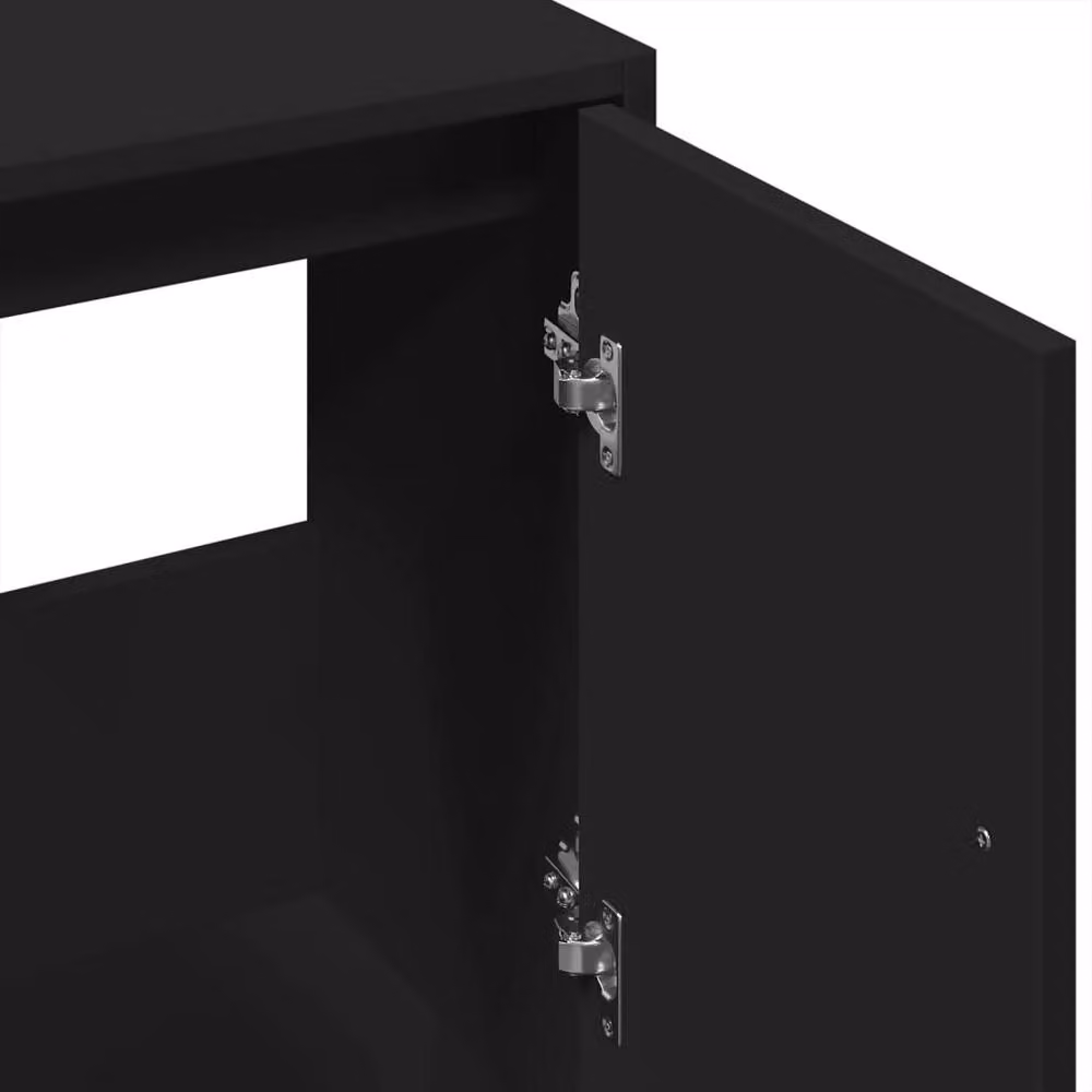 Berkfield Home Black Freestanding Bathroom Sink Cabinet with Hinged Doors, W/D/H: 63 x 29 x 55 cm – 4