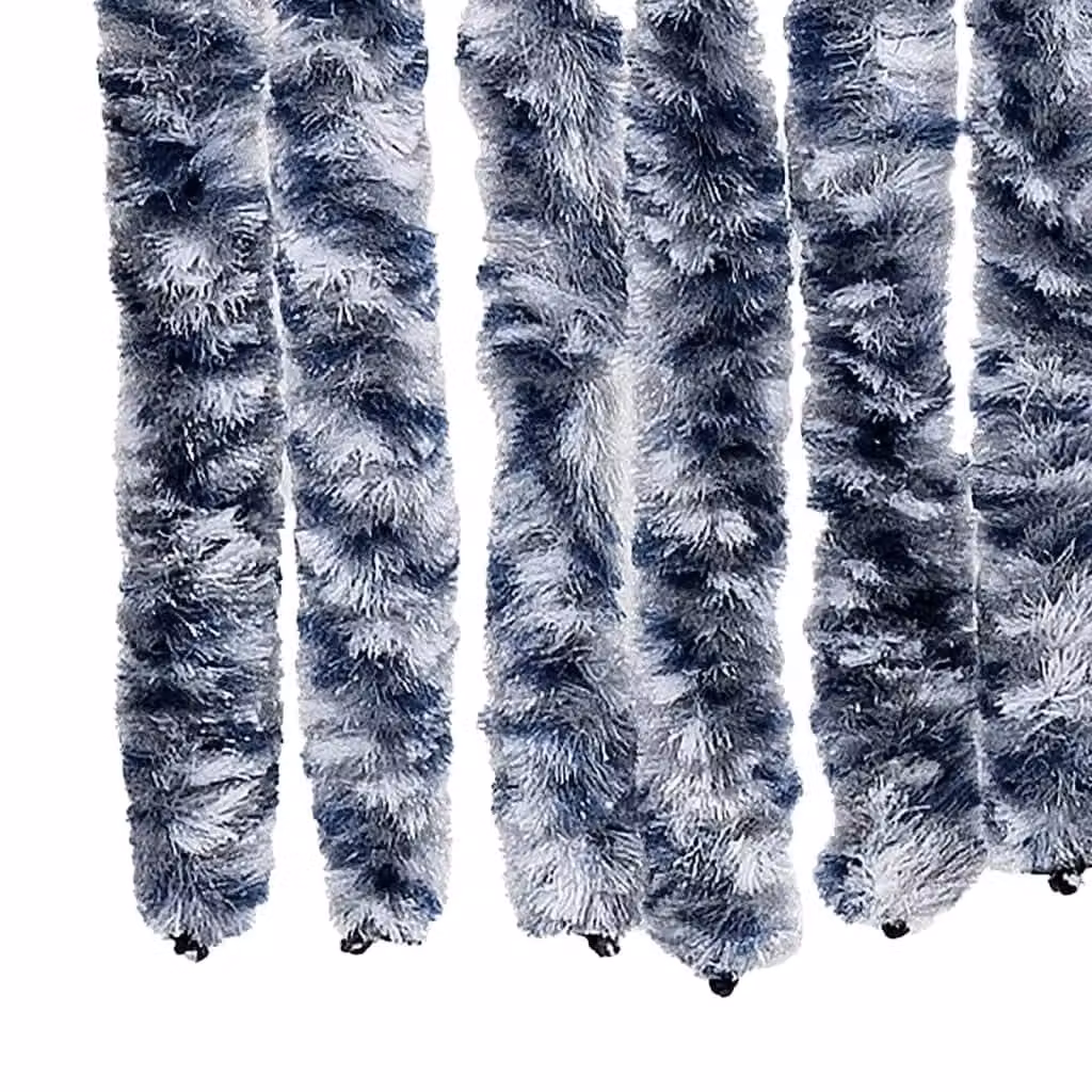 Berkfield Home Blue and White Striped Chenille Fly Curtain, W: 100 cm, H: 200 cm – 5