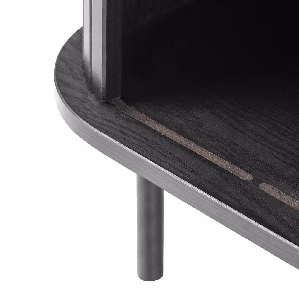 Wyld and Coco Black Nightstand Bedside Table with Two Sliding Doors W/D/H: 40 x 30 x 55 cm – 3