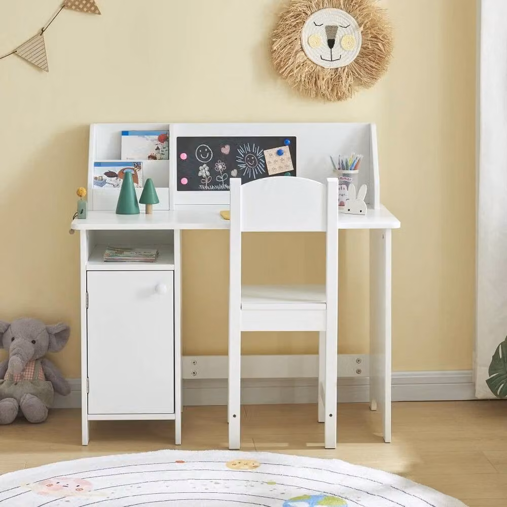FORGEVIO White Wooden Desk and Chair Set for Childrens Rooms and Home Offices – 2