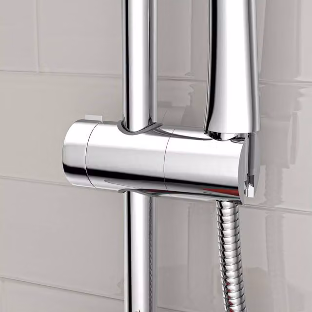 Nes Home Round Adjustable Showerhead Holder Slider Bracket in Chrome Metallic Silver