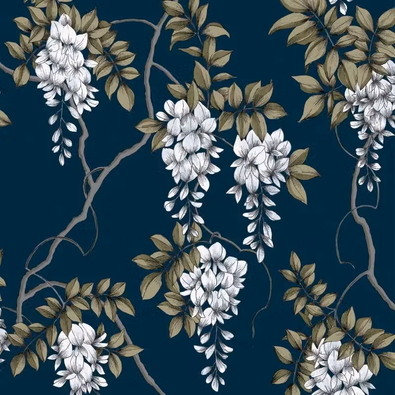 Superfresco Easy Navy Wisteria Floral Botanical Wallpaper, Blue, Width: 52 cm, Length: 1000 cm – 2