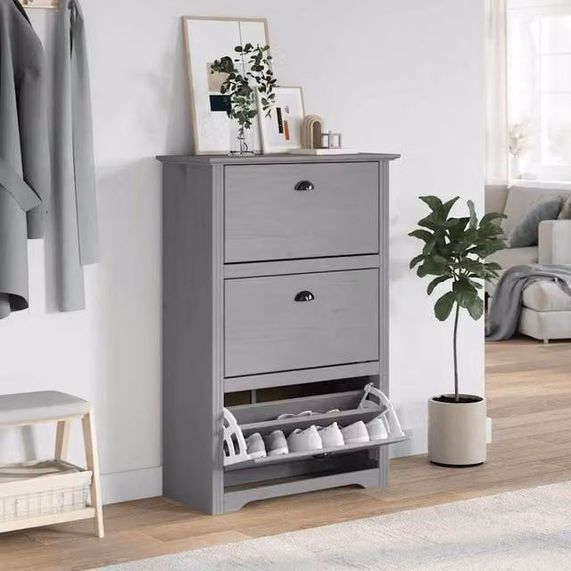 Berkfield Home BODO Shoe Rack in Grey, W/D/H: 80 x 35 x 118 cm – 1