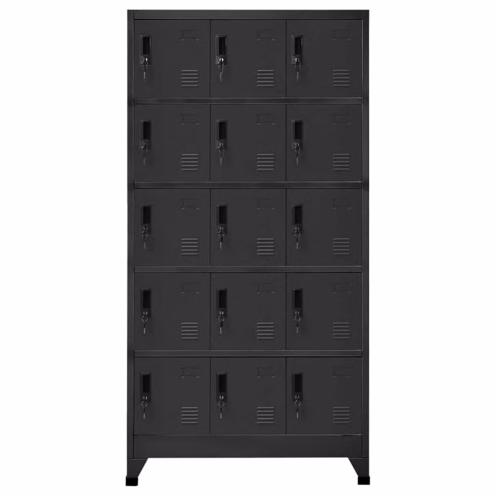 Berkfield Home Anthracite and Black Metal Locker Cabinet with Hinged Doors, W/D/H: 90 x 40 x 180 cm – 2