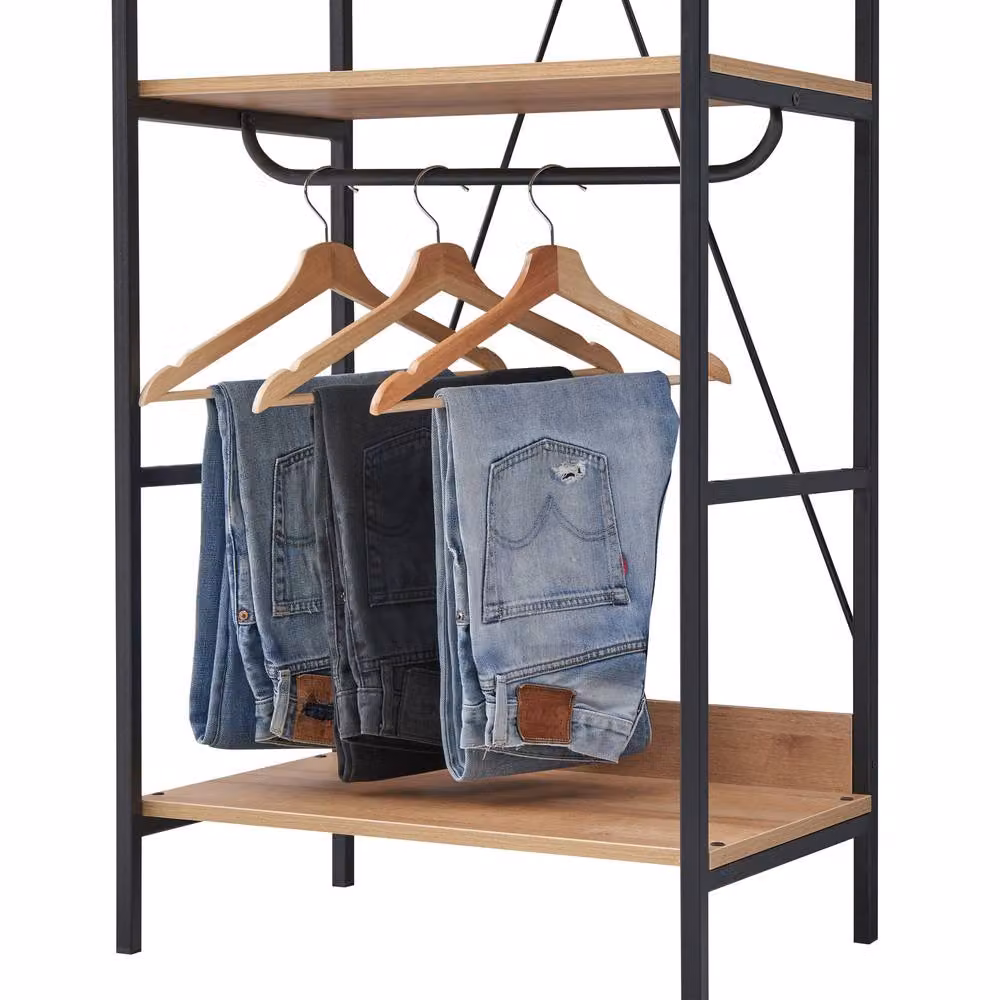 Timber Art Design Dual Hanging Open Wardrobe in Riviera Oak Brown – 4