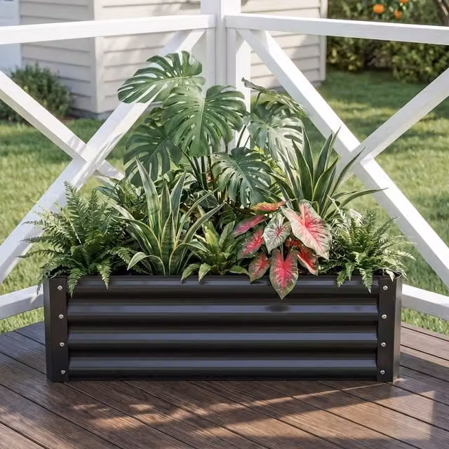 Breeins Galvanised Steel Raised Garden Bed Outdoor Planter in Anthracite Grey