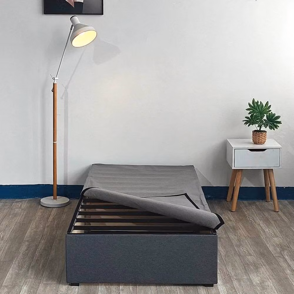 ERGOVEXA Grey Fabric Single Bed Frame with Lift Up Base, W/D/H: 90 x 190 cm – 2