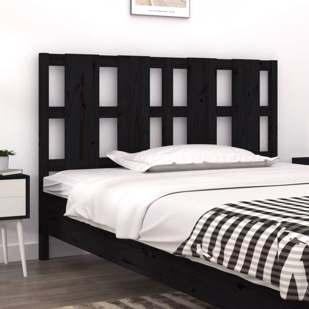 Berkfield Home Rustic Solid Pine Bed Headboard, Black, W: 145.5 cm, D: 4 cm, H: 100 cm – 2