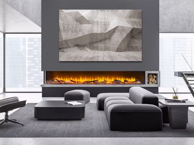Acantha Aspire 200 Corner View Built-in Electric Media Wall Fire in Black – 1