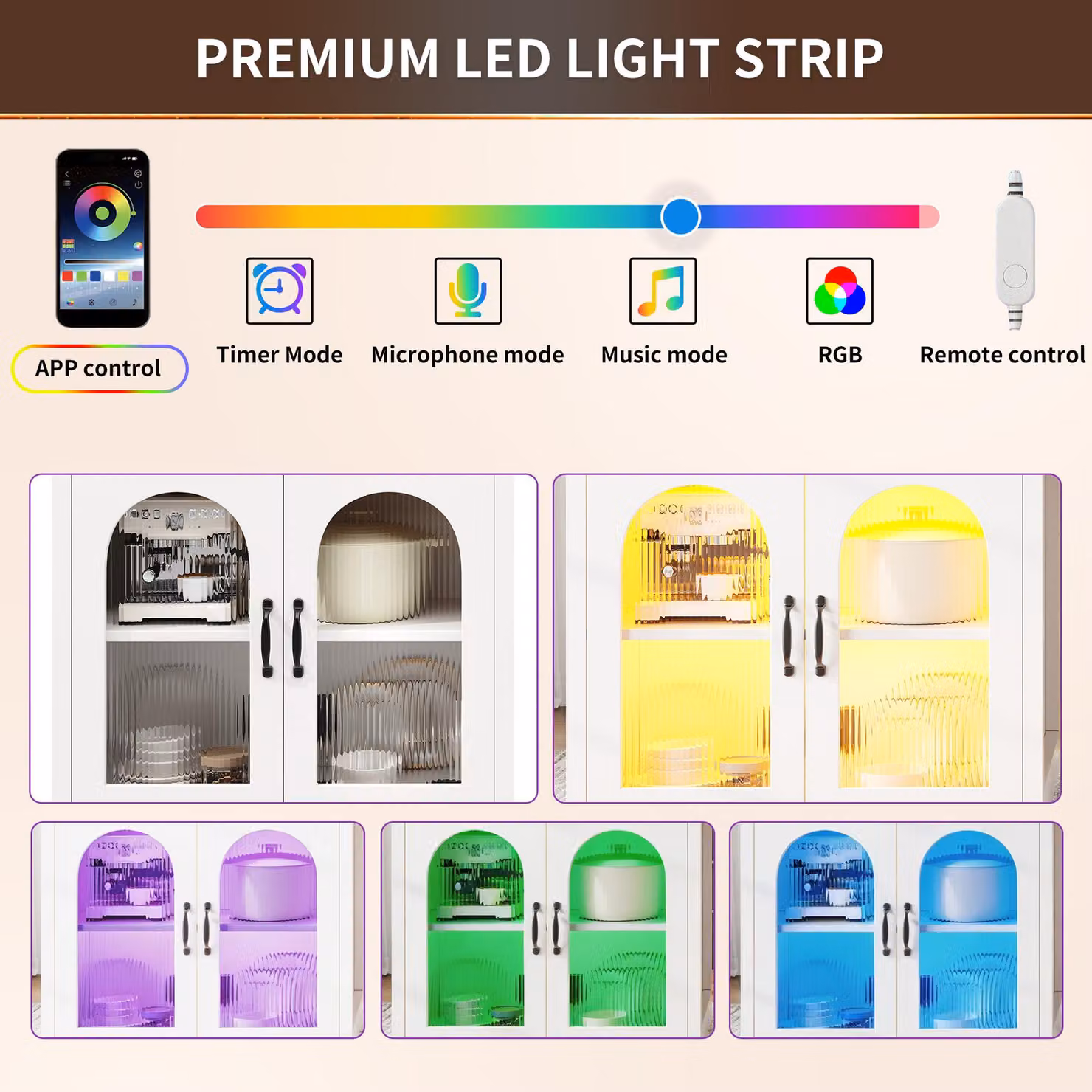 Aosom UK Extendable Kitchen Island with App-Controlled RGB Lighting and Storage Cabinet, White, W: 126-196 cm, D: 59 cm, H: 94 cm – 5