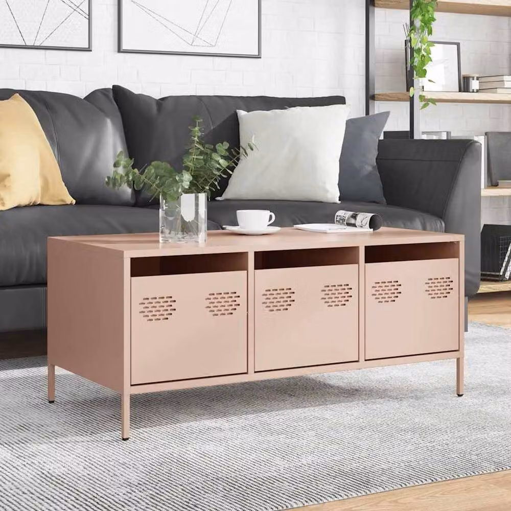 Berkfield Home Pink Metal Coffee Table W: 101.5 cm, D: 50 cm, H: 43.5 cm – 2