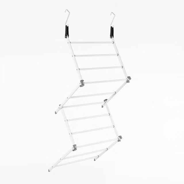 Nordara White Compact Over Door Clothes Airer and Foldable Towel Drying Rack Hanger