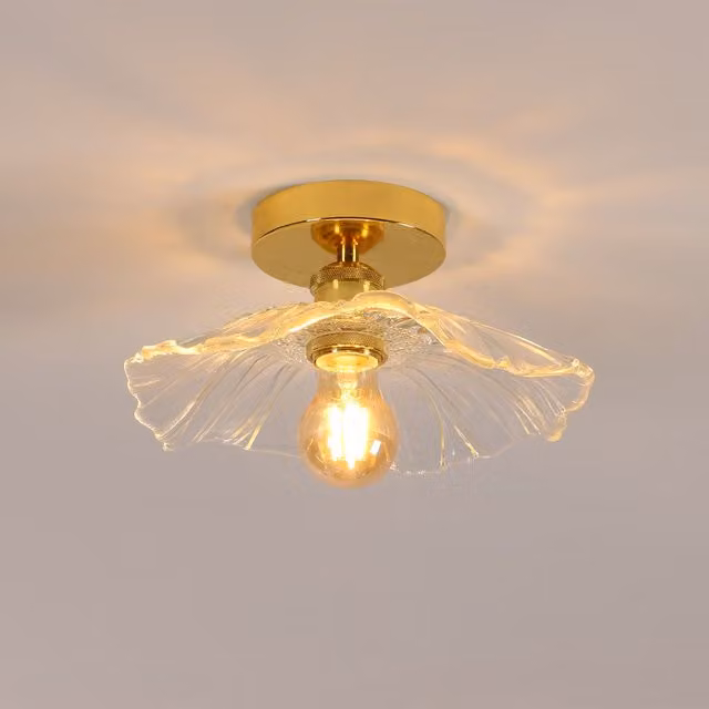 Pheashine Gold Fluted Glass Ceiling Light with E27 Base, Diameter: 28 cm – 1