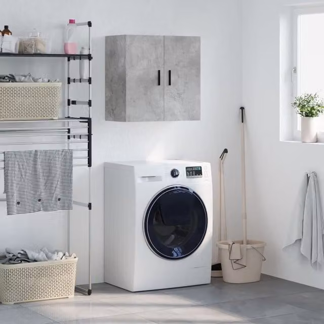 Berkfield Home Wall Cabinet in Concrete Grey, W/D/H: 60 x 31 x 60 cm