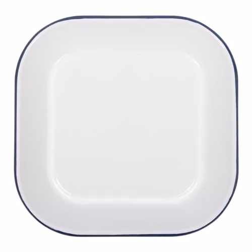 Argon Tableware White and Blue Enamel Square Baking Sheet, W/D: 24.5 x 24.5 cm