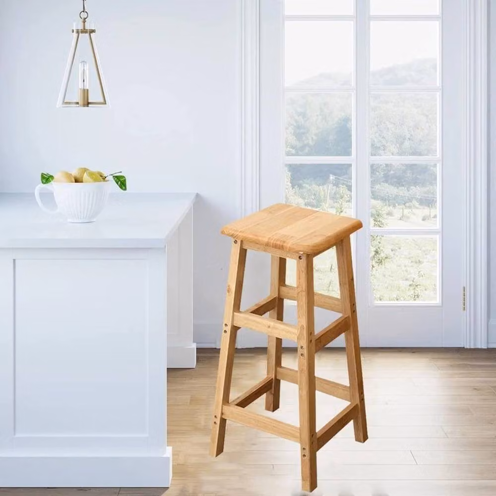 Havendro Natural Wooden Square Bench for Kitchen and Bar Use – 4