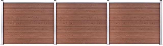Berkfield Home WPC Fence Panel Set, Brown, W: 526 cm, H: 146 cm