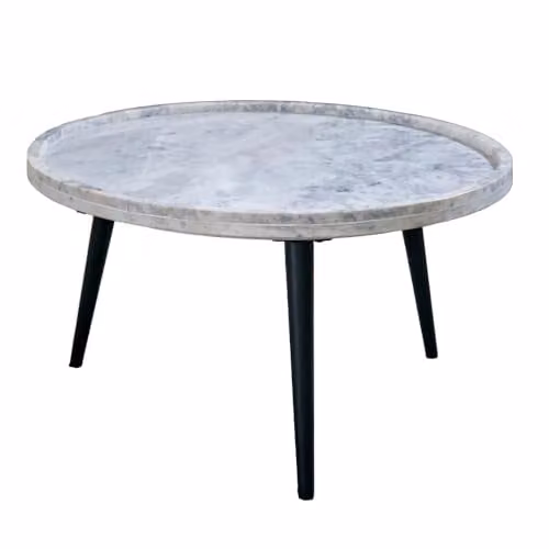 Indian Hub Opal Coffee Table with White Marble Top and Metal Legs, W/D/H: 70 x 70 x 36 cm – 1
