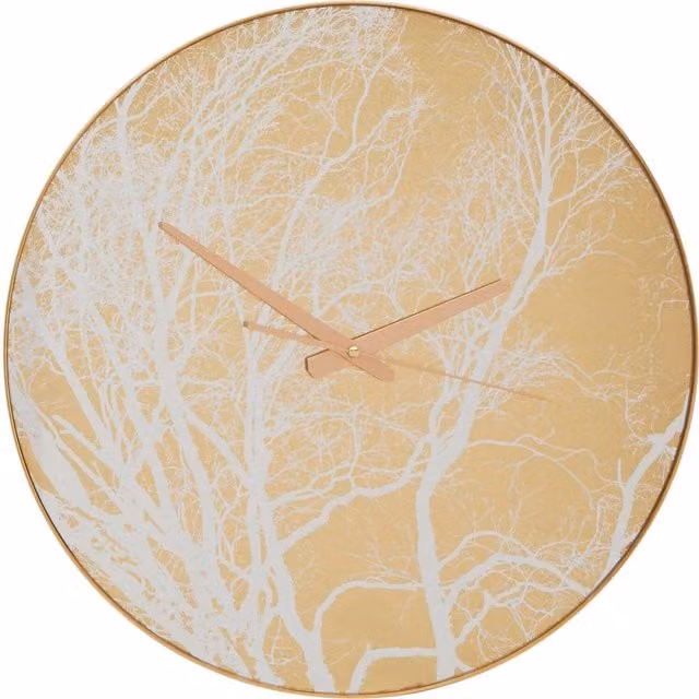 Orsina Celina Gold Floral Branch Design Round Wall Clock, Diameter: 45 cm
