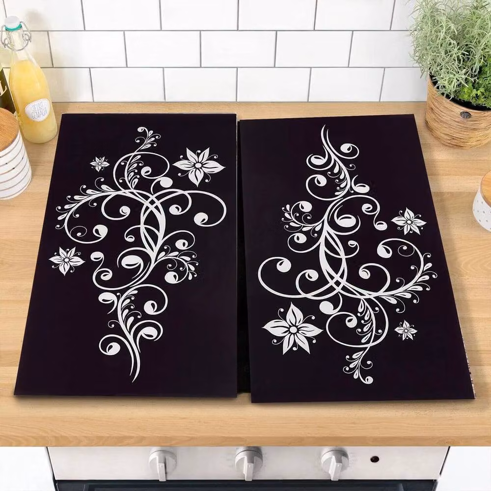 SPETLEK Set of 2 Black Rectangular Glass Chopping Boards with Non-Slip Feet – 5