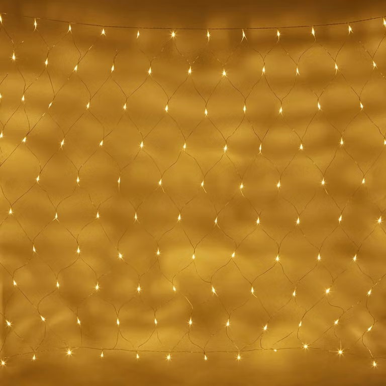 Essential Connect Warm White LED Connectable Net Lights with Timer, Clear Cable, W: 8 m x H: 1.5 m