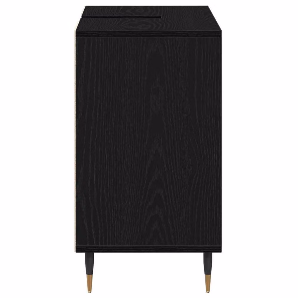 Berkfield Home Modern Black Oak Bathroom Vanity Unit with Open Shelf and Internal Shelves – 5