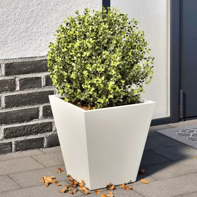 Berkfield Home Garden Steel Planter Tubs, White, 2 Pack, W/D/H: 30 x 30 x 30 cm