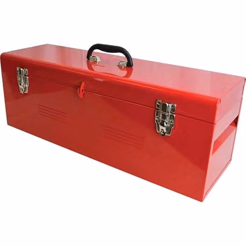 Faithfull Heavy-Duty Steel Tool Box with Tote Tray and Inserts, Red, W/D/H: 67.0 x 21.8 x 24.1 cm – 1