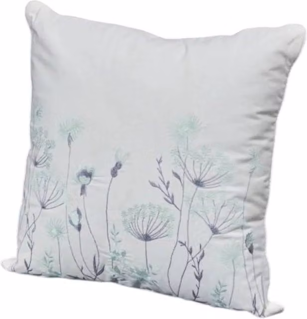 Four Candle Handmade White Cotton Embroidered Floral Cushion with Filling, W/D/H: 45 x 45 x 45 cm