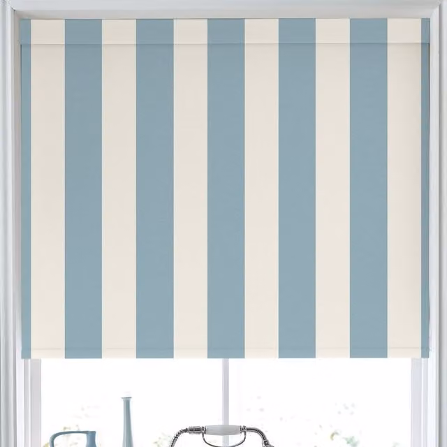 Laura Ashley Lille Stripe Translucent Made to Measure Roller Blind in Seaspray Blue
