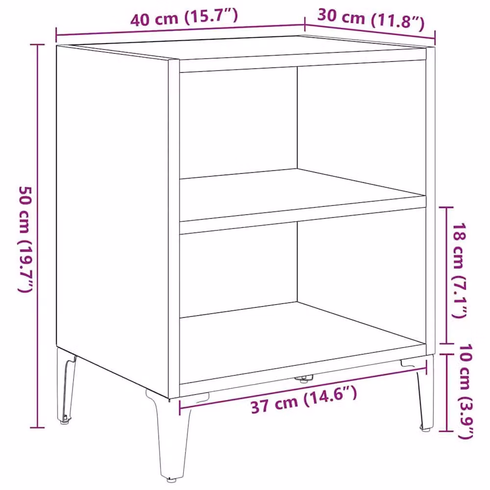 Berkfield Home Modern Bedside Cabinet in Black Oak, W/D/H: 40 x 30 x 50 cm – 6