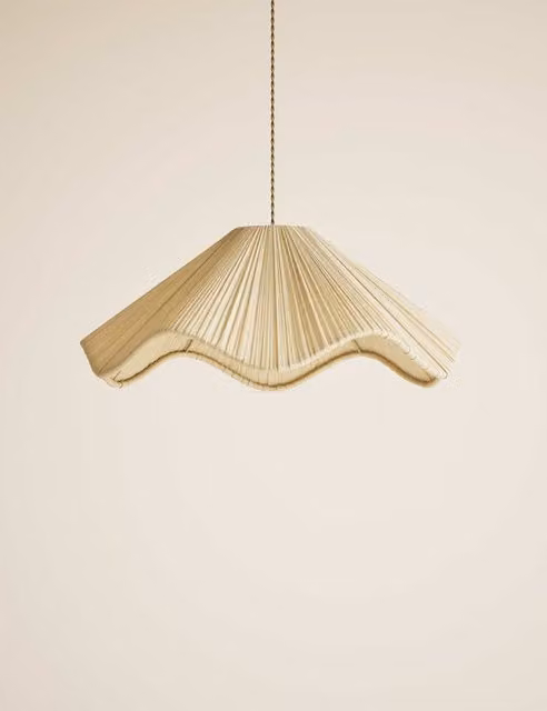 M&S Pleated Wave Large Easy Fit Fabric Lampshade in Cream and Beige