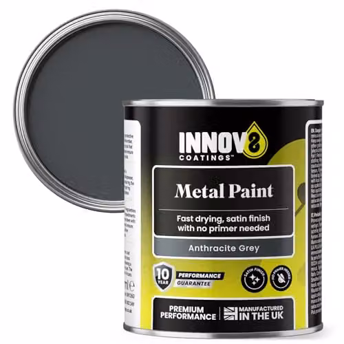 INNOV8 COATINGS Metal Paint in Anthracite Grey with a Satin Gloss Finish, 250 ml