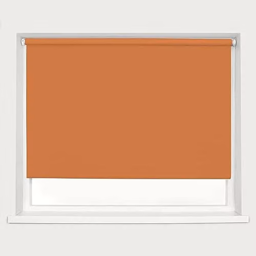 Caecus Blackout Roller Blind in Orange, UV Resistant and Thermal Insulating, W: 60 cm, H: 160 cm