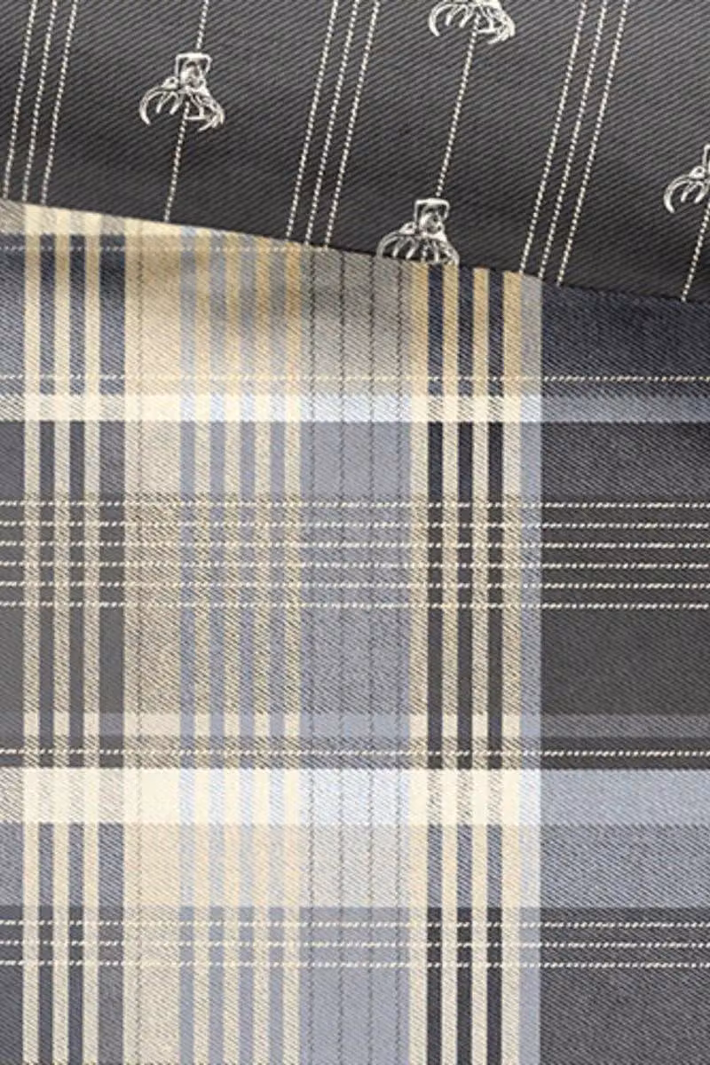 Dreams & Drapes Checked Flannelette Cotton Duvet Cover Set in Grey Anthracite, W: 140 cm, L: 200 cm – 3