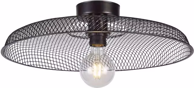 First Choice Lighting Cassidy Black Metal Mesh Round Ceiling Flush Light – 1