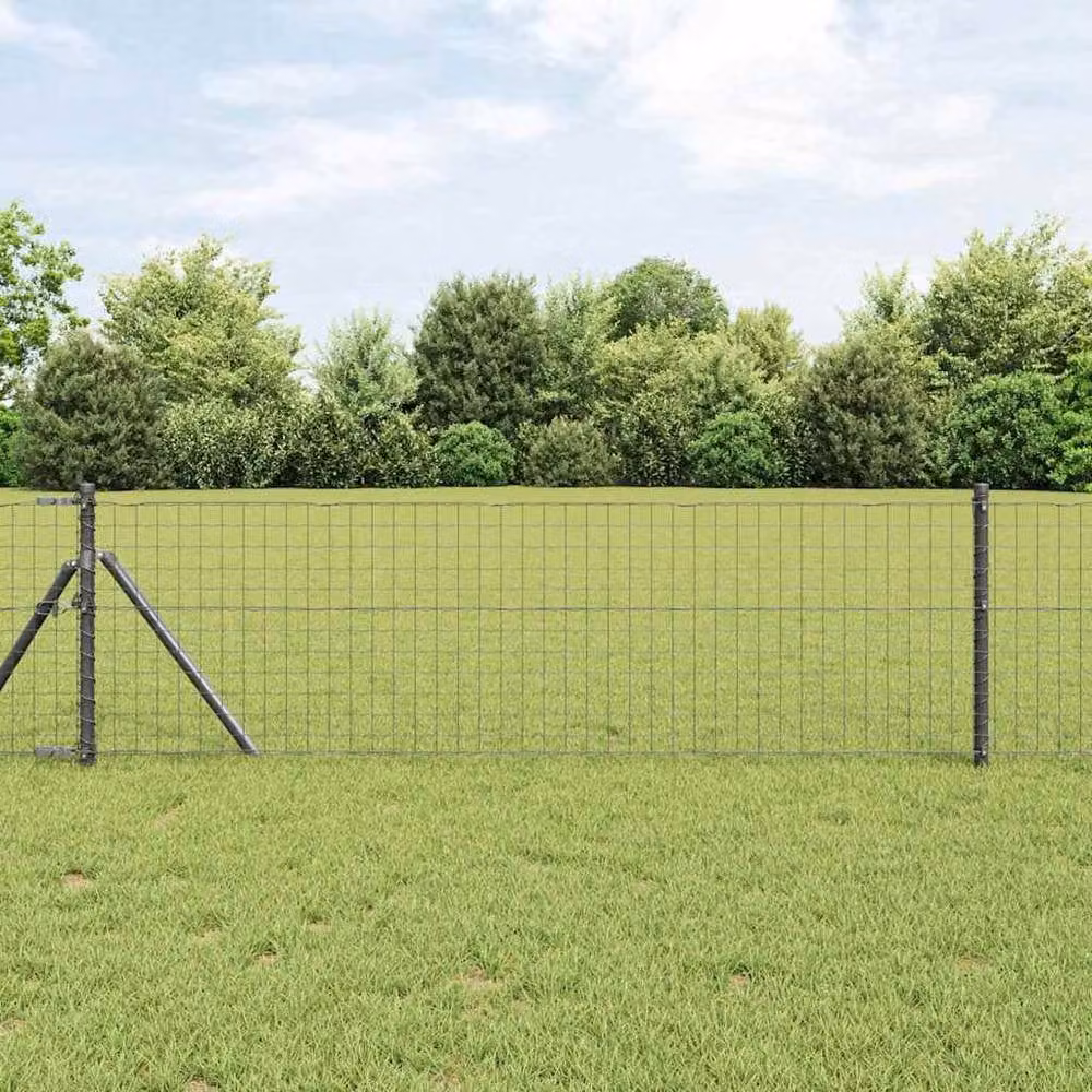 Berkfield Home Euro Fence Grey PVC-Coated Steel Fencing, H: 60 cm x W: 50 m – 1
