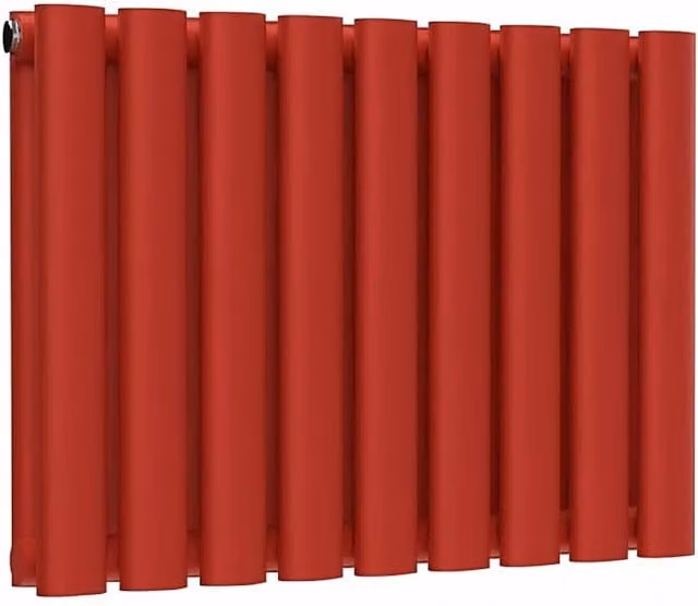 Lux Heat Oval Horizontal Double Radiator in Poppy Red, W: 54 cm, H: 40 cm