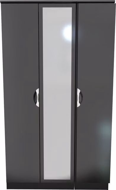 Ready Assembled 2 U Holborn Tall Triple Mirror Wardrobe in Black – 1