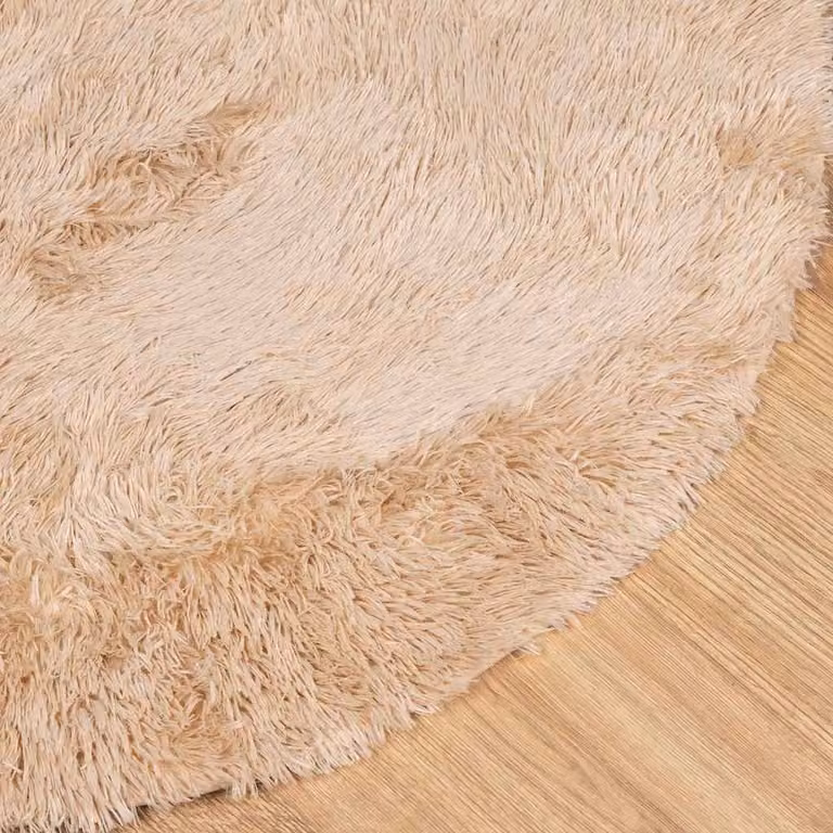 Berkfield Home NAVARRA Shaggy High Pile Round Rug, Beige, W/D: 200 x 200 cm