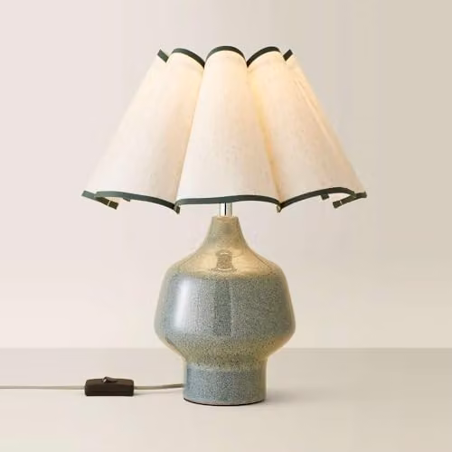 ValueLights Green Ceramic Table Lamp with Fabric Shade and Included Bulb