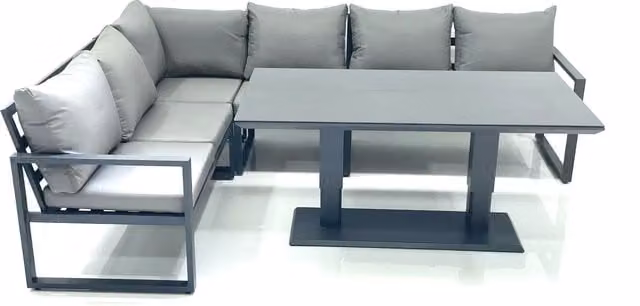Fimous Dark Grey Aluminium Outdoor Garden Furniture Set with Adjustable Rising Lifting Dining Table