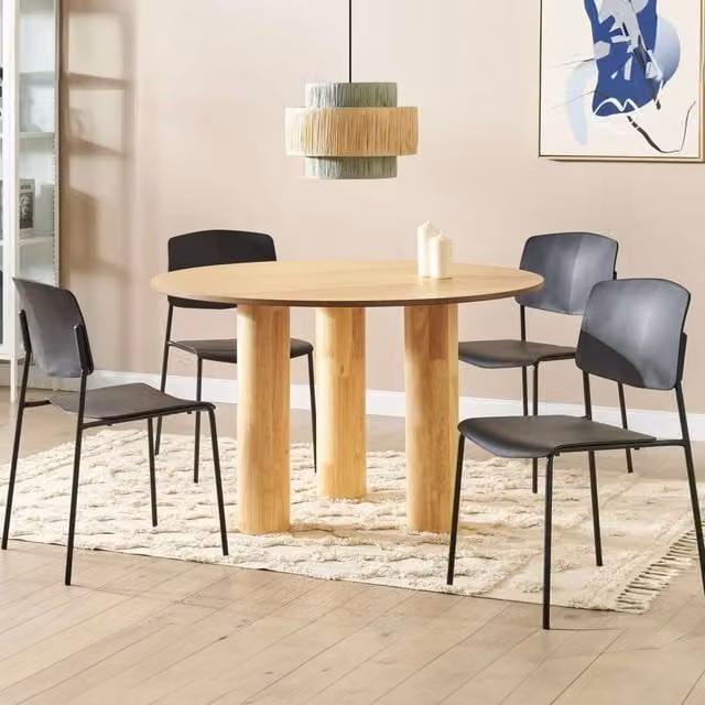 Wyld and Coco Set of 2 Black Armless Dining Chairs with Synthetic Leather Seats