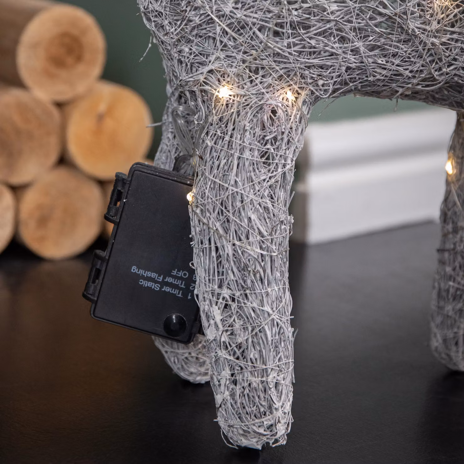 Samuel Alexander Rattan Woven Blitzen Reindeer with Warm White LEDs, Grey, Height: 51 cm – 2