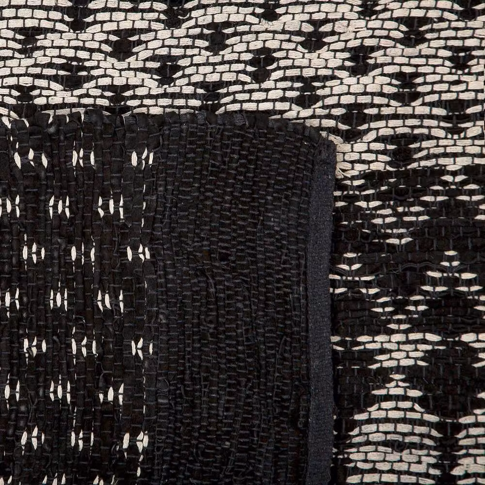 Wyld and Coco Black and White Patchwork Leather and Cotton Woven Rectangular Area Rug W: 140 cm, L: 200 cm – 4