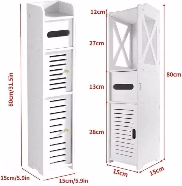 SPETLEK White Wooden Freestanding Toilet Paper Holder – 1