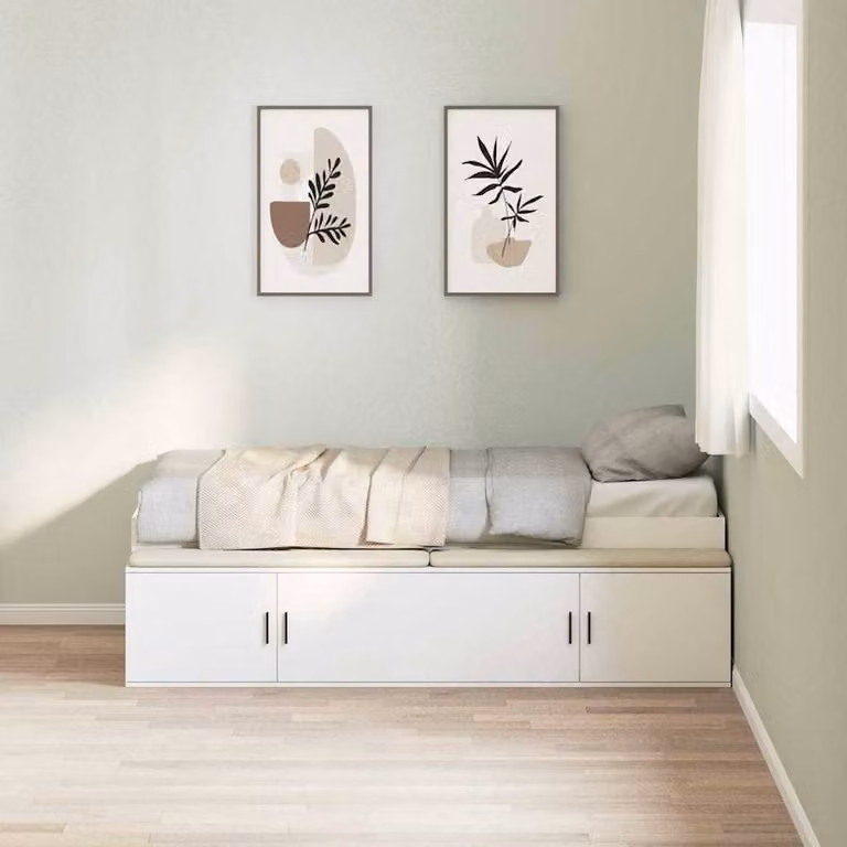 Berkfield Home White Minimalist Storage Bed Frame with Drawers W/D/H: 100 x 200 cm